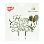 טופר אקרילי לעוגה Happy Birthday כסף