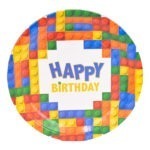 צלחות נייר גדולות קוביות לגו