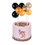 טופר מיני בלונים לעוגה זהב/שחור