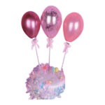 زينة علوية للكعكة بالونات باللون الزهري