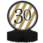 מרכז שולחן שחור זהב יומולדת 30