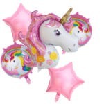 זר בלונים חד קרן וכוכבים ורוד