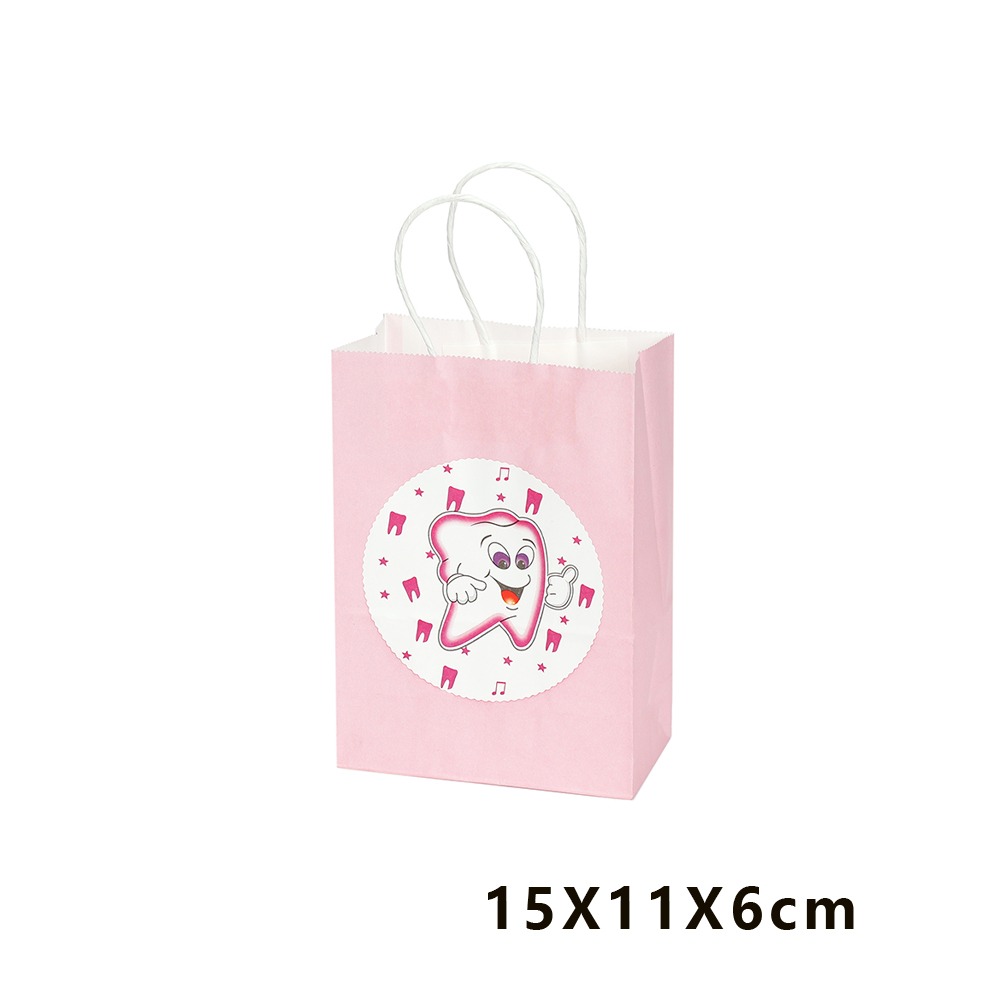 46174226 كيس ورقي صغير زهري السن الاولى - الصورة 1