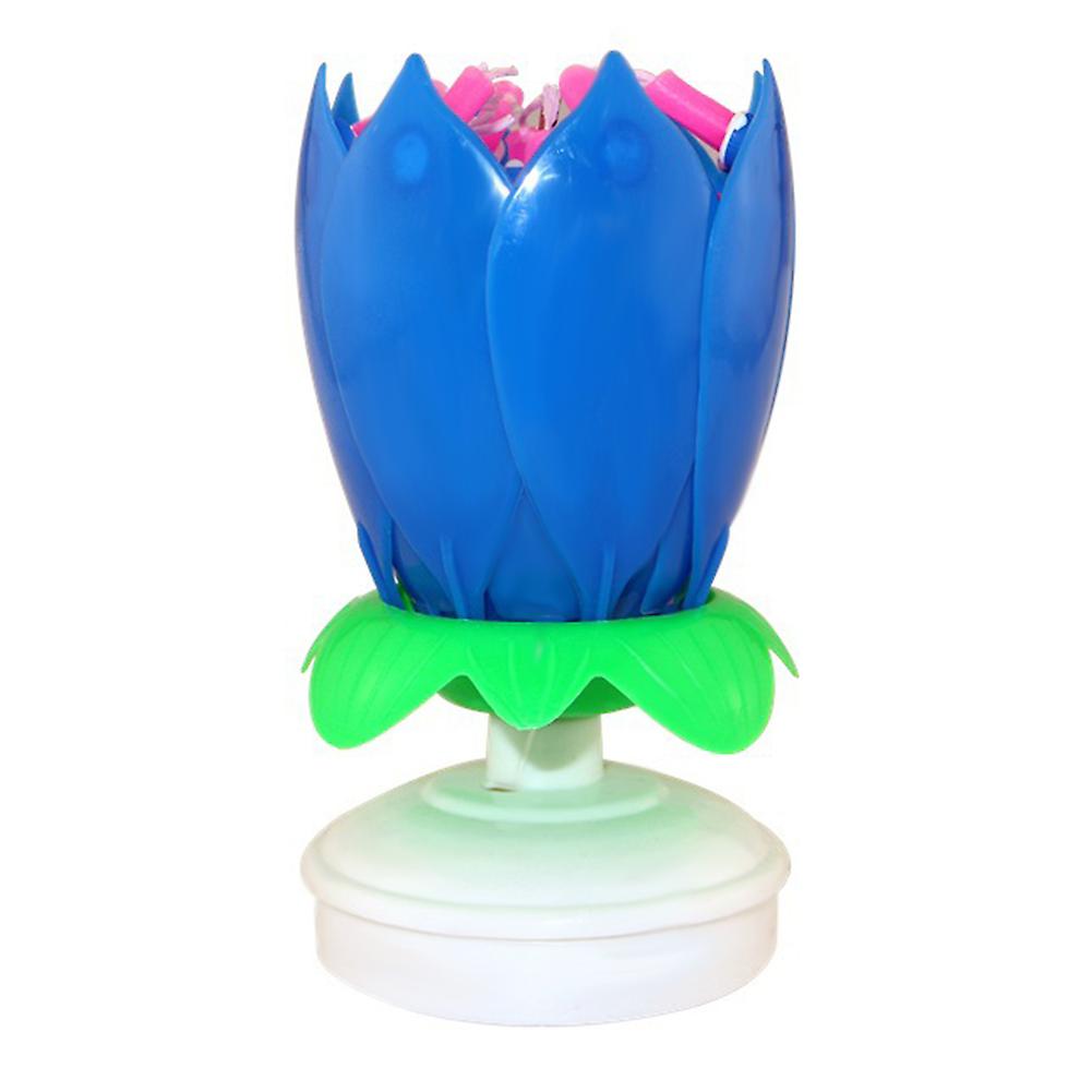 624065783_max נר מנגן מסתובב בצורת פרח - צבע כחול – תמונה 1
