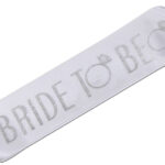 סרט גוף סאטן לבן כיתוב כסף