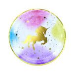 צלחת גדולה חד קרן זהב