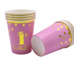 כוסות נייר ארוז סט גיל שנה ורוד