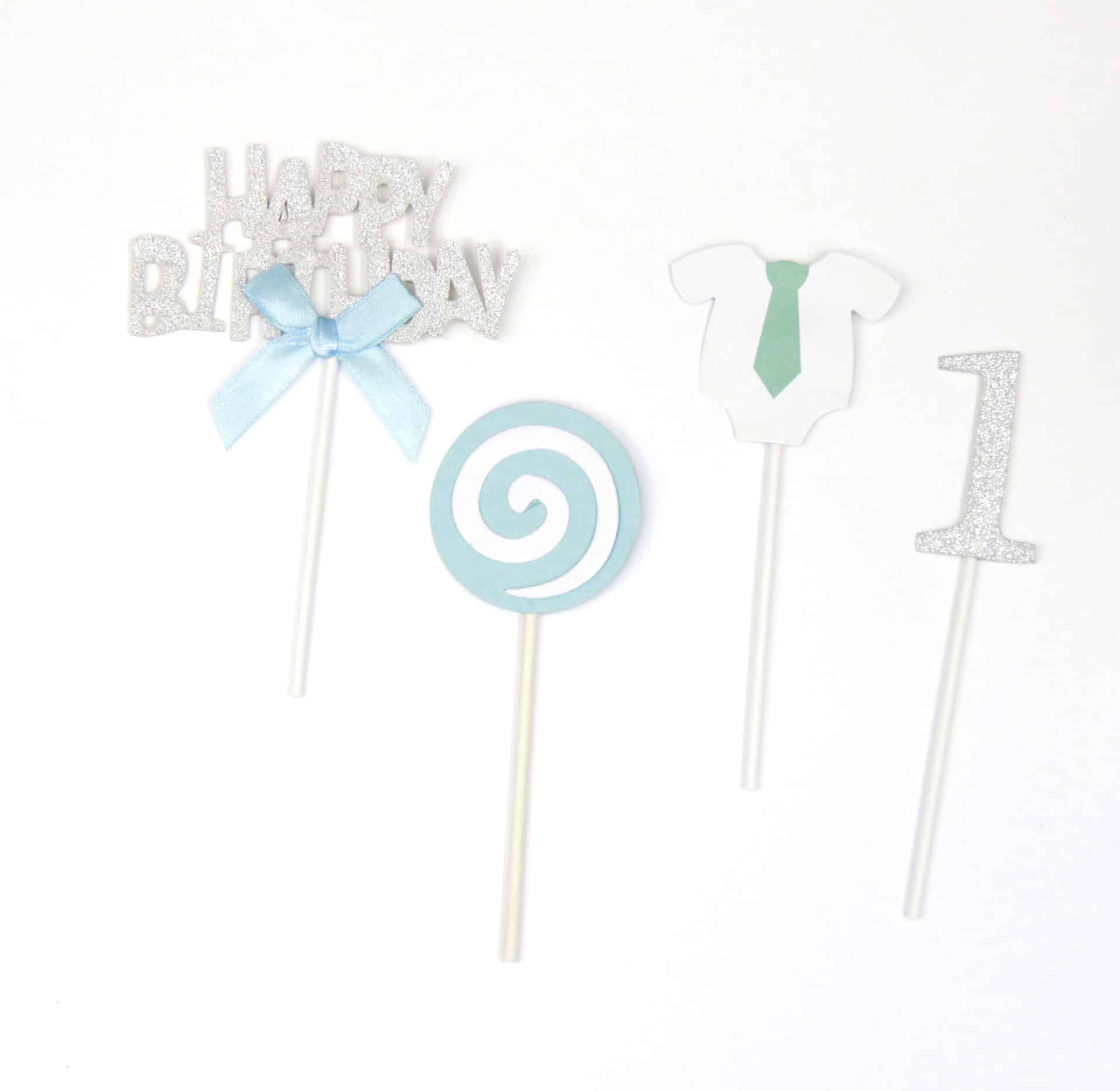 6955678090010 טופר נייר סט יום הולדת ראשון תכלת וכסף – תמונה 1