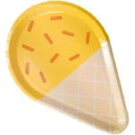 צלחת נייר גלידה צהוב