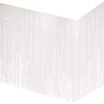 חצאית שולחן פרנזים לבן מטאלי