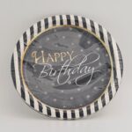 צלחת Happy Birthday שחור זהב קטנה