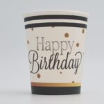 כוסות Happy Birthday שחור זהב