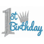 מרכז שולחן גיל שנה תכלת כסף גליטר