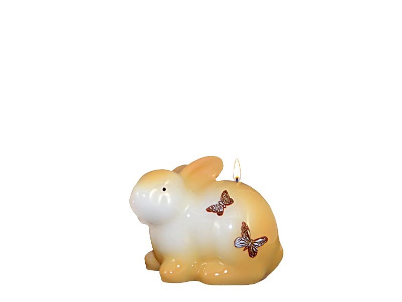 easter-20 شمعة على شكل ارنب مع فراشات باللون البنيّ - الصورة 1