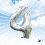 בלון מיילר 34″ ספרה 4 צבע כסף נצנץ