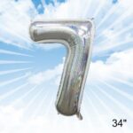 בלון מיילר 34″ ספרה 7 צבע כסף נצנץ