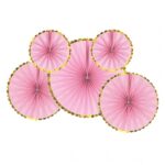 סט מניפות ורוד וזהב